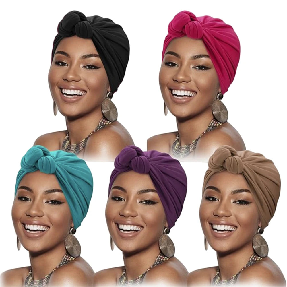 Couvre-chef noués pour femmes, Turban africain, bonnet pré-noué, couvre-cheveux