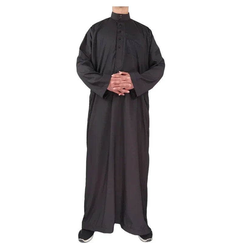 Vêtements islamiques hommes solide à manches longues en vrac musulman mâle arabie saoudite Pakistan Kurta Costumes musulmans robe musulmane caftan Thobe