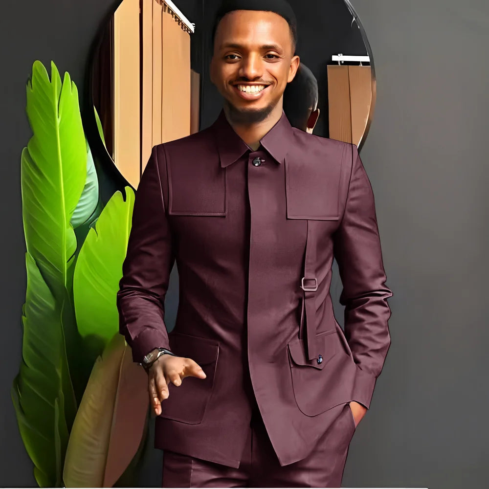Costume pour homme de style africain — Smoking sur mesure 2 pièces pour mariages, mariés, fêtes et dîners formels