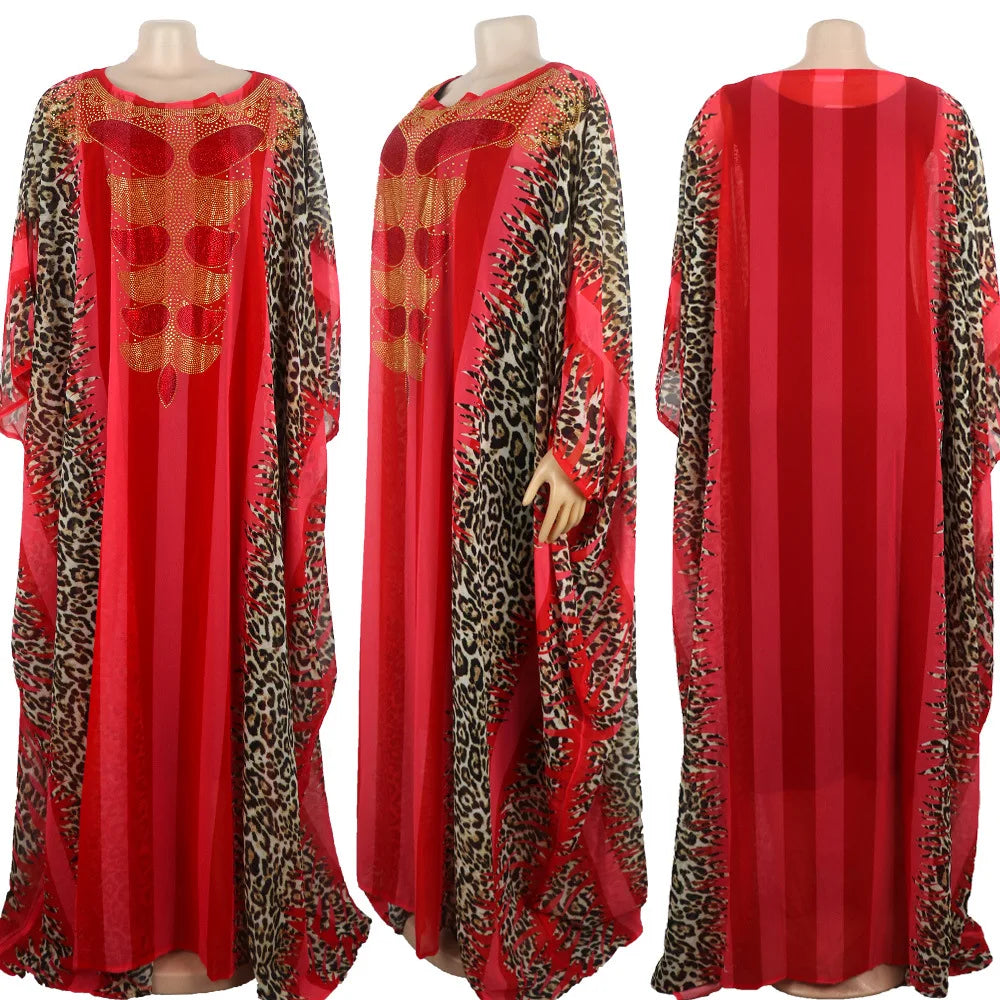 African Print Dresses for Women Muslim Maxi Dress Traditional Dashiki Diamond Abaya Dubai Boubou Robe Africa Morocco Gown Robes