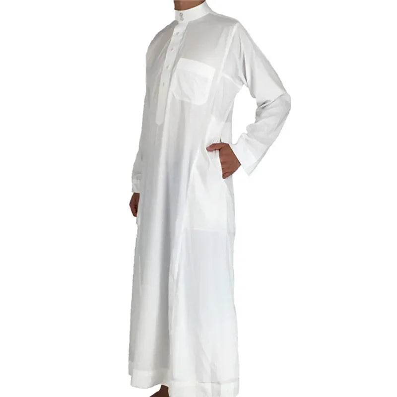 Vêtements islamiques hommes solide à manches longues en vrac musulman mâle arabie saoudite Pakistan Kurta Costumes musulmans robe musulmane caftan Thobe