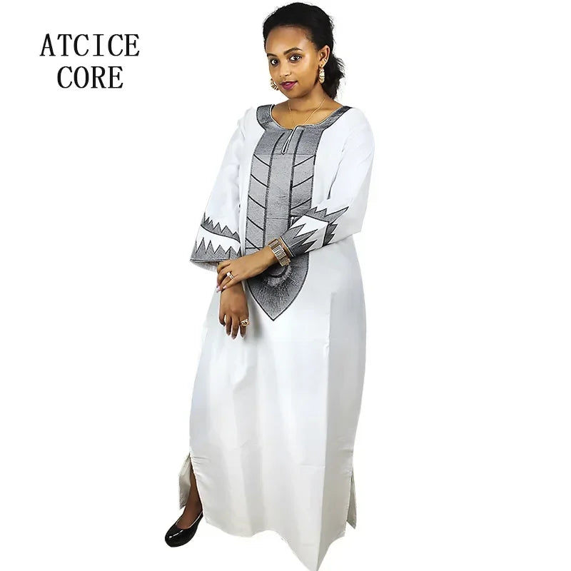 African Dresses For Woman Soft Material Embroidery Design Long Dress Without Scarf