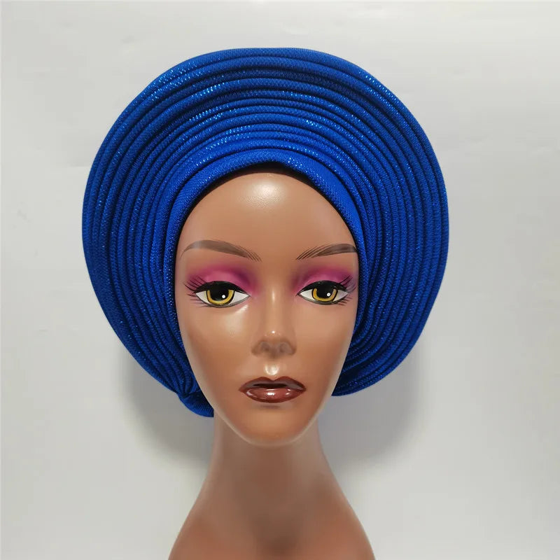 Cravate de sauna africaine de haute qualité Turban NigWin cravate de sauna prête à l'emploi Auto Gele Turban enveloppe de sauna pour XM205-1 de fête de mariage