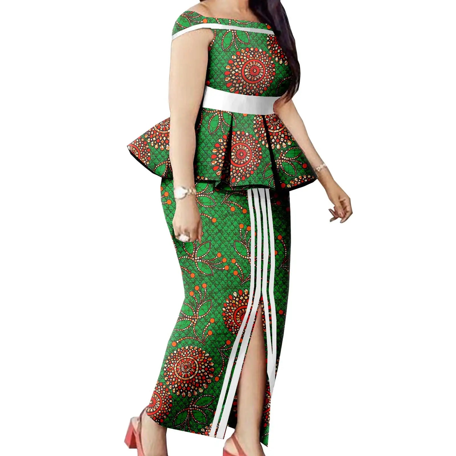 Tenues de couple assorties pour hommes, ensembles chemises et pantalons, robes africaines Dashiki pour femmes, haut et jupes fendues pour mariage, Y23C006
