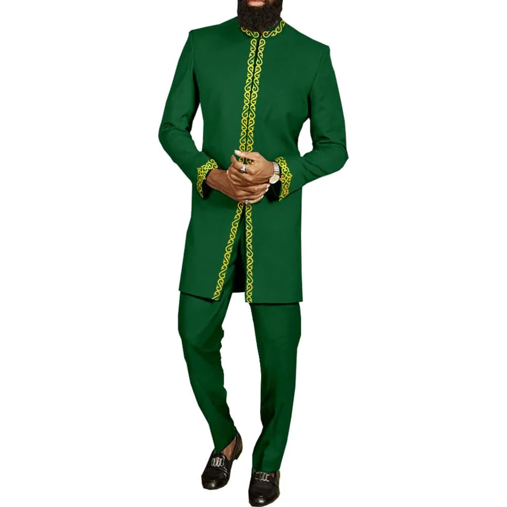 2025 hommes africains Dashiki à manches longues 2 pièces ensemble tenue traditionnelle afrique vêtements blanc hommes costume homme chemise pantalon costumes