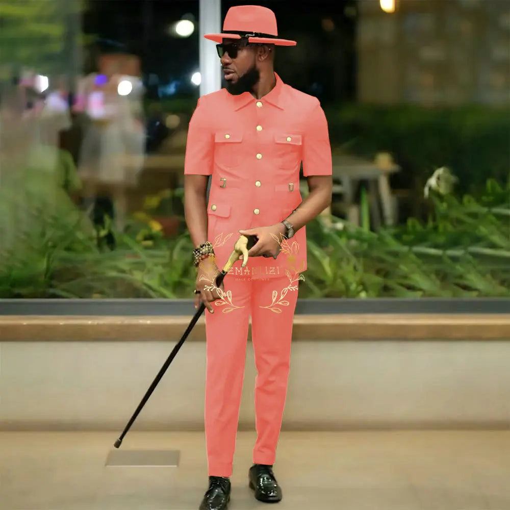 Costumes de style africain pour hommes pour mariage, sur mesure, 2 pièces, veste à simple boutonnage, pantalon, 2 pièces, costumes de marié, costume homme