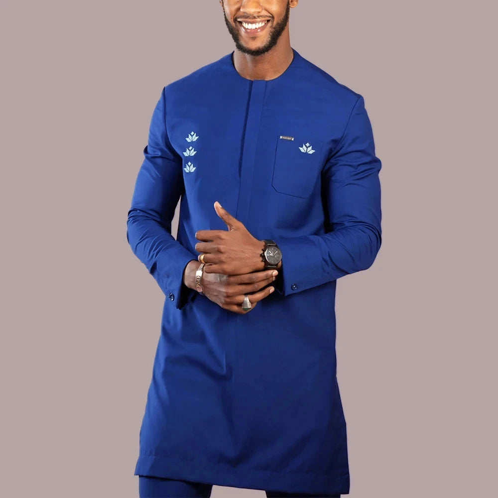 2025 hommes africains Dashiki à manches longues 2 pièces ensemble tenue traditionnelle afrique vêtements blanc hommes costume homme chemise pantalon costumes