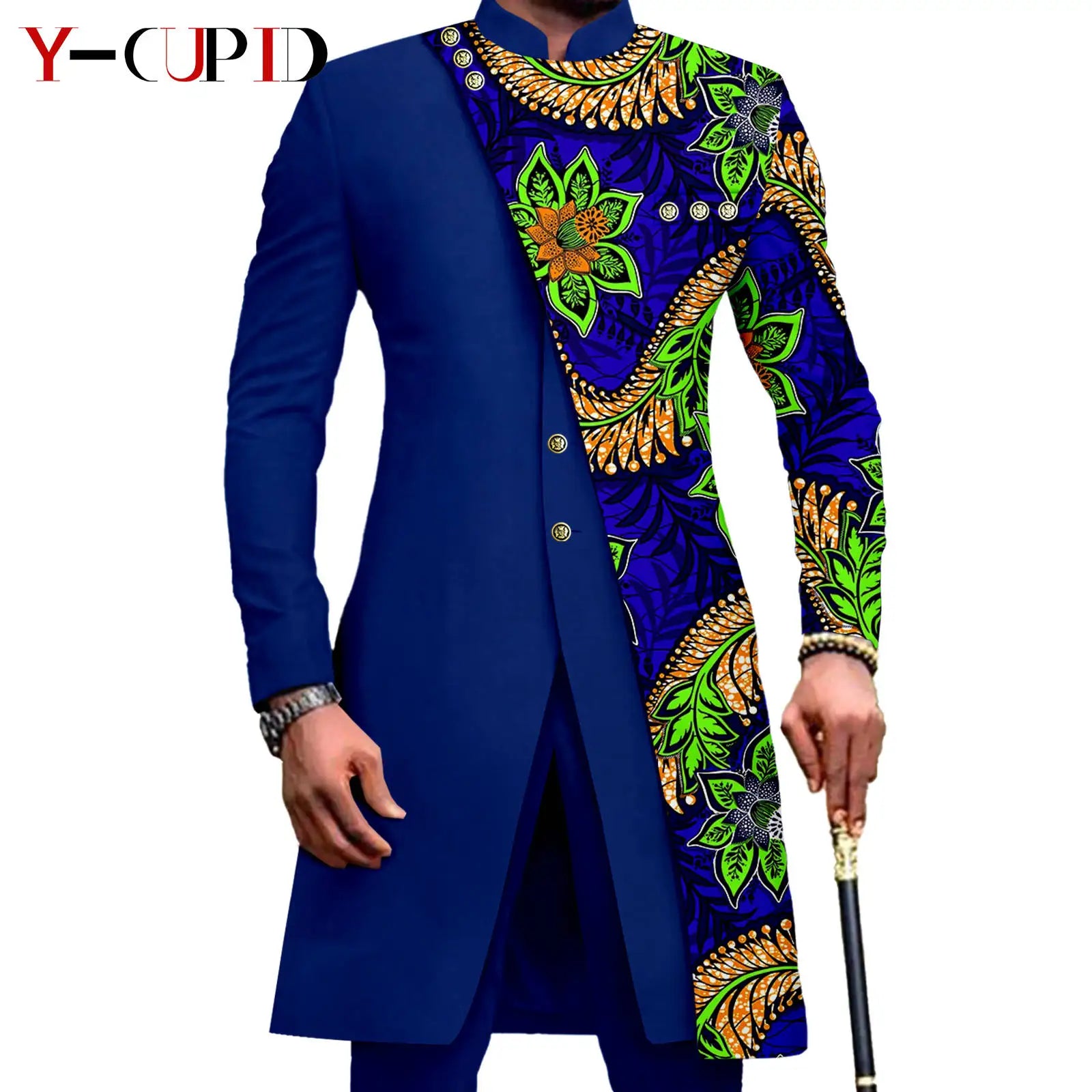 Vêtements Africains Assortis pour Couple Dashiki, Robe Imprimée, Bazin Riche, Ensemble Veste et Pantalon Imbibés, 2 Pièces, Y23C076