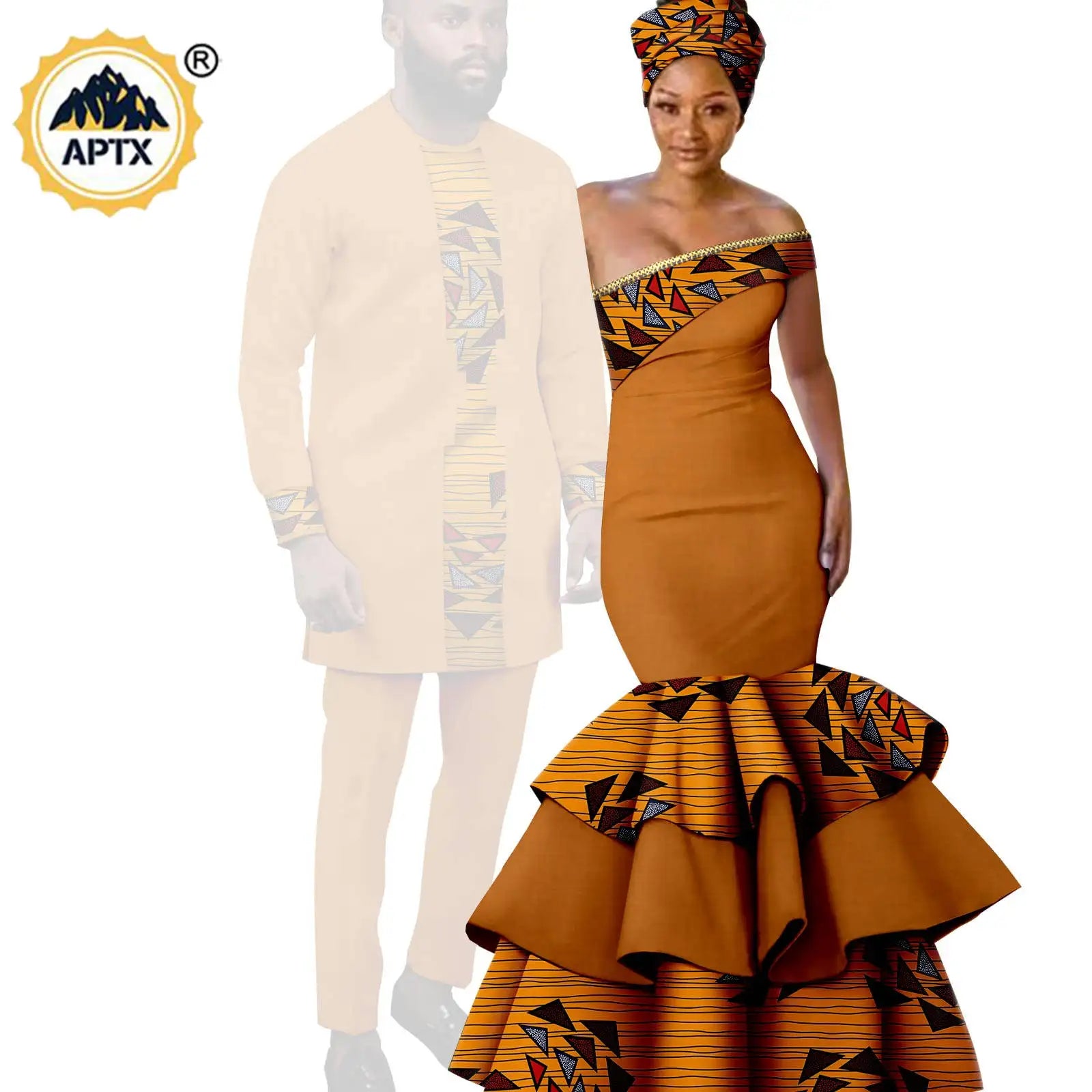 Vêtements Africains pour Couple, Robes sulfAssorties, Tenues pour Hommes, Ensembles Chemise et Pantalon, Dashiki, Robe de ixà Volants pour Dames, Y23C002
