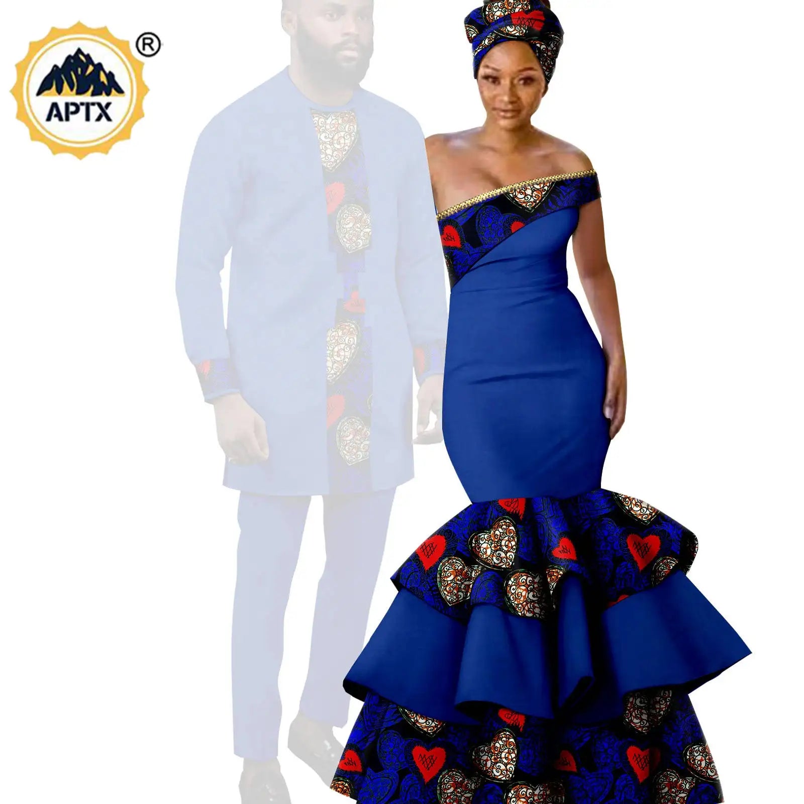Vêtements Africains pour Couple, Robes sulfAssorties, Tenues pour Hommes, Ensembles Chemise et Pantalon, Dashiki, Robe de ixà Volants pour Dames, Y23C002
