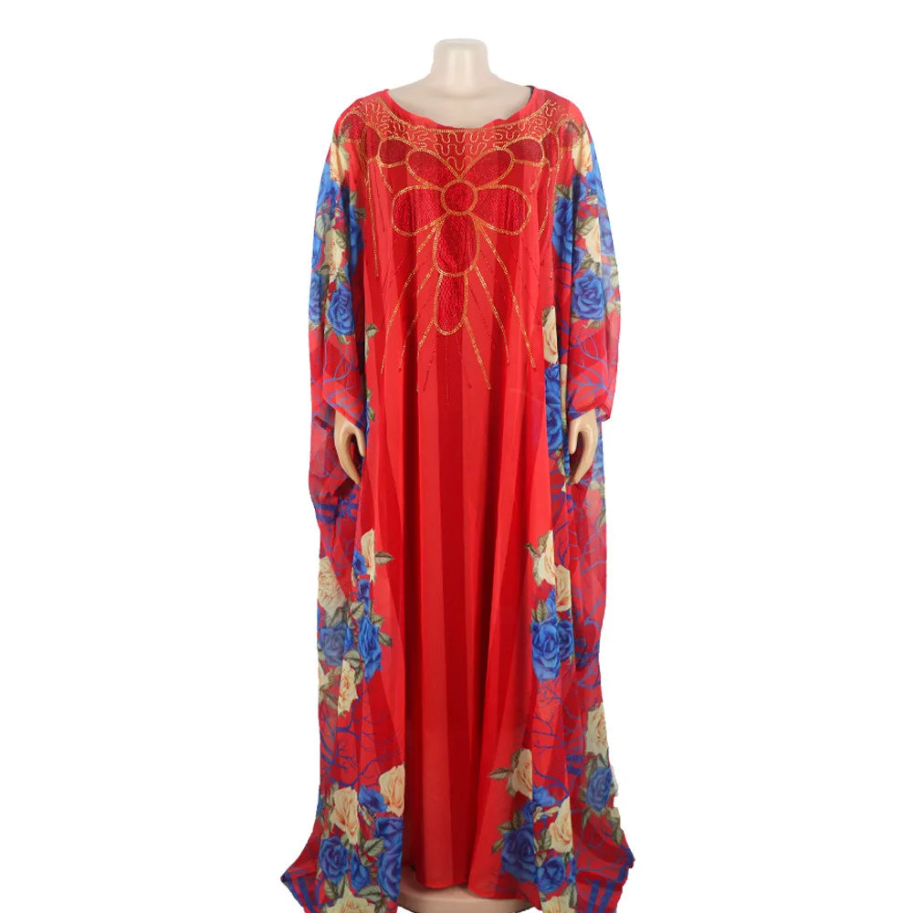African Print Dresses for Women Muslim Maxi Dress Traditional Dashiki Diamond Abaya Dubai Boubou Robe Africa Morocco Gown Robes