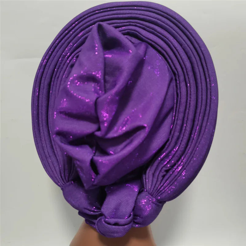 Cravate de sauna africaine de haute qualité Turban NigWin cravate de sauna prête à l'emploi Auto Gele Turban enveloppe de sauna pour XM205-1 de fête de mariage