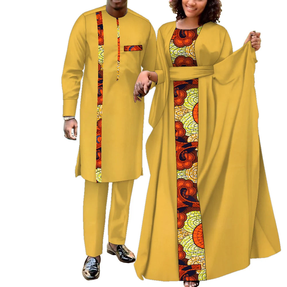 Tenues de couple africaines pour femmes et hommes, ensembles assortis, robes africaines, vêtements de mariage Dashiki, Wyq949
