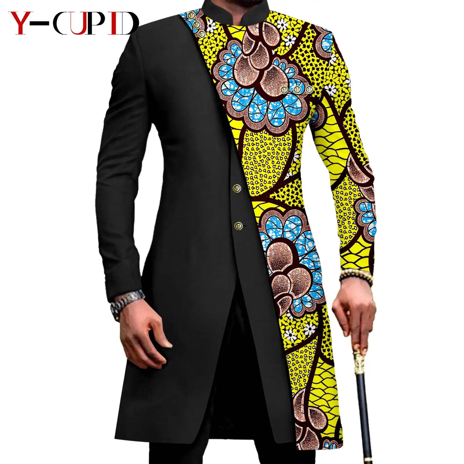 Vêtements Africains Assortis pour Couple Dashiki, Robe Imprimée, Bazin Riche, Ensemble Veste et Pantalon Imbibés, 2 Pièces, Y23C076