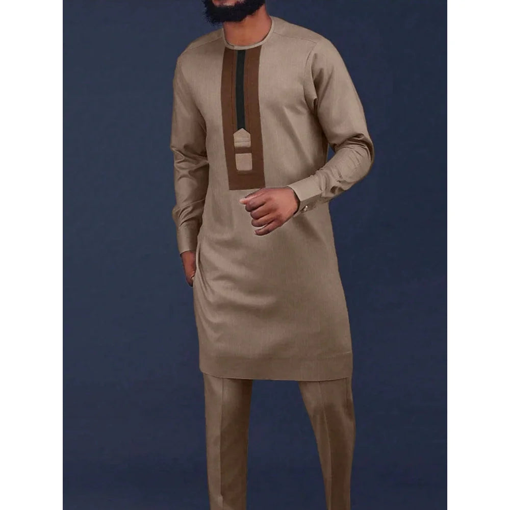 Nouvel ensemble traditionnel africain pour homme 2026 – Costume élégant et tendance pour homme, ensemble décontracté brodé deux pièces, caftan pour homme