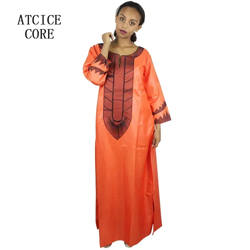 African Dresses For Woman Soft Material Embroidery Design Long Dress Without Scarf